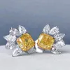 Boucles d'oreilles Huitan luxe princesse carré jaune CZ pour femmes accessoires lumineux belle femme fête bijoux de mode