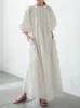 Robes décontractées femmes Robe d'été 2023 col en v ample confortable manches bouffantes longue réversible coton blanc Harajuku Robe