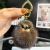 Cute Real Genuine Mink Fur Keychain Fur Ball Pompom Bag Charm Purse Car Phone Pendant Kids Toys