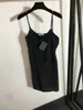 Dames sexy pure jurk zwart satijnen sling strass strass glanzende holte vestjurken 2pcs set badge kristal tank tops dame sling tops