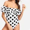 Arrival Retro Dots Flounced Swimsuits One Piece Womens Large Size Fat Woman Swimsuit