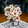 Fleurs décoratives 21 têtes chrysanthème hollandais rose bouquet de fleurs artificielles accessoires en plastique de haute qualité maison salon mariage bricolage