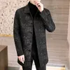 Hommes Trench Manteaux Casual Manteau Coupe-Vent Hommes Social Streetwear Pardessus Automne Hiver Laine Mi-long Coréen Mince Tweed