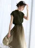 Casual jurken 2023 Zomer dames geplooide rok Franse mode Hoge taille Lange jurk Temperament Simple Office Wear