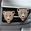 Decorazioni per interni Oggetti decorativi Figurine Deodorante per auto In Decor Diffusore di aromi Vent Clip Diamond Leopard Solid Per Blin Dhzie