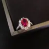Bague en diamant rubis 2ct, fleur, 100% en argent Sterling véritable, bague de mariage pour femmes, promesse de mariée, bijoux cadeau
