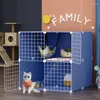 Katdragers eenvoudige ijzeren kunstkooien Home Villa Last Huis binnenshuis Multi-layer Pet Cage met toiletwinkel draagbaar