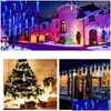 Cordas de LED 50 cm de meteoros de meteoros tira de férias de férias leves ao ar livre luzes fadas à prova d'água para a decoração de Natal da Garden Street. D dh6gi