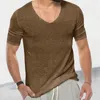 Мужские рубашки T 2023 Мужские сексуальные V Sect Fort Fort Casual Slim Pullover Tops The Chort-Shite Tee For