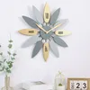 Wandklokken Creatieve luxe klok houten blad modern ontwerp stille gouden handen woonkamer decoratieve objecten slaapkamer