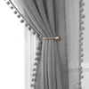 Zasłony okienne zasłony z POM Tassel Voile Rod kieszeni na półprzestrzeni do życia i sypialni 1Panel