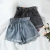 Kvinnors shorts ny sommar hög midja denim kvinnor avslappnad lös dam mode plus storlek elastisk bred ben kort jeans kvinnlig z0505