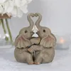 Decorative Objects Figurines Creative Love Animal Hug Statue Resin Crafts Elephant Couple Hug Statue Wedding Anniversary Gift Birthday Home Decor 230504