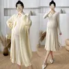 Zwangerschapsjurken 2023 Grote dames gebreide cheongsam pullover trui jurk en jaskleding voor pografie