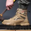 Safety Shoes Outdoor Men Work Boots Safety Shoes Anti-puncture Safety Boot Work Steel Toe Shoes Indestructible Desert Combat Boots Protective 230505