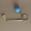 Keychains 12pcs/lot Alloy Key Chains Colorful Golf Ball Brassie Five Color Multiple Casual Sporty Style Men Women KeyRing KeyChain