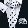 Black Dot White Tie HankerChief Mufflinks, установленные для мужчин Классический шелкский сообразитель