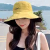 Geniş Memlu Şapkalar Kadın Yaz Güneş Şapk Tatlı Daisy Çiçek Nakış UV Koruma Vizör Tatil Katlanabilir Plaj Kapağı