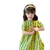 Vestidos para niñas Falda para niñas Raya vertical Flor Contraste Vestido de manga corta Princesa 2023 Ropa de verano para niños
