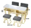 Iron Art Nail Art Table and Chair Set Tempered Glass Countertop Single Double Triple