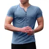 Heren t shirts stijlvolle mannen t-shirt v-neck skin-touching zomer stevige kleur slanke fit tee top