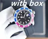 AAA MENS 자동 기계식 이동 시계 디럭스 블랙 블루 세라믹 사파이어 다이얼 요일 브레이슬릿 시계 relojes de lujo para hombre