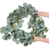 Decoratieve bloemen 2m eucalyptus slinger kunstmatige faux wanddecor zilveren dollar groene bladeren wijnstokken plant voor bruiloftsboog