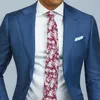 Мужские костюмы Blazers Blue Formal Men Suits Suts Slim Fit с заемным лацканом 2 куска свадебного смокинга для жениха мужского модного костюма с брюками 230505