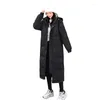 Gabardina para mujer, invierno 2023, moda coreana, chaqueta femenina, sección larga, abrigo acolchado con cuello de piel grande por encima de la rodilla