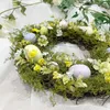 装飾的な花天然植物イースターエッグリース玄関の壁の吊り下げ装飾装飾品2023春