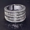 Обручальные кольца Huitan Luxury Band Women Finger-Ring с ослепительным кубическим цирконием аксессуаров гипербола леди украшения