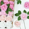 Dekorativa blommor kransar 25pcsbox konstgjorda blommor rodna rosor realistiska falska rosor wstem för diy bröllopsfest buketter baby shower hem dekorationer 230505