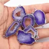 Pendentif Colliers Pierre Naturelle Violet Agates Tranche Pendentifs Charmes Connecteurs Irrégulier Reiki Brut Druzy Pour La Fabrication De Bijoux 6 PCS En Gros