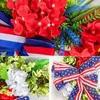 Decorative Flowers Patriotic Wreaths Multicolor 40cm Plastic Eye-Catching Bow Knot Rattan Ring Door Pendant Independence Day Wreath Home