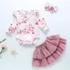 Наборы одежды 3pcs Baby Girl одежда наборы Ruffler с длинным рукавом Top Top Big Bow Floral Short Short Supper