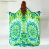 Women's Swimwear 2022 New Boho Retro Print Women Swimsuit Cover Up Summer Sexy Bikini Wrap Chiffon Beach Dress Beachwear Kimono Pareo T230505