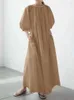 Robes décontractées femmes Robe d'été 2023 col en v ample confortable manches bouffantes longue réversible coton blanc Harajuku Robe