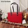 Gift Wrap 10pcs Box Kraft Paper Handle Boxs Packaging Cookie Bread Wedding Gifts Package Bags Party Red Color Boxy Baking
