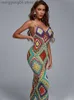 Women's Swimwear Handmade Crochet Tunic Sexy Spaghetti Strap Cross Brandge Maxi Dress Women Summer Clothes Beach Wear Swim Suit Cover Up A1178 T230505