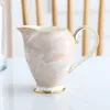 Cups Saucers Marble Bone China Coffee Set Marbling Porcelain Tea Pot Cup Ceramic Mug Sugar Bowl Creamer Teapot Party Drinkware Pink