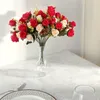 Fleurs décoratives 12 têtes Rose artificielle Faux deux couleurs avec tiges Faux Roses Bouquets de fleurs pour la décoration de fête de mariage à la maison