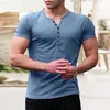 Heren t shirts stijlvolle mannen t-shirt v-neck skin-touching zomer stevige kleur slanke fit tee top