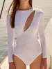 Wetsuits Drysuits Surfing Mayo Katı Uzun Kollu Mayo Takım Mayo Kadın Bir Parçalı Dövme Dalış Yüzme Yaz Plaj Giyim J230505