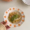 プレートアンダーグレーズフラワーセラミックプレートホームスパゲッティディーププラッター朝食フルーツ野菜サラダディスクデザートケーキ料理