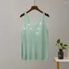 Women's Tanks Summer Diamond Studded Camisole Undershirt Female V-neck Outer Wear Inside The Ice Silk Thin Section Bottoming Shirt