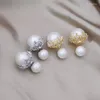Brincos de garanhão simples pérola de duas lados de pérola zircão de jóias de moda da Coréia do Sul