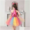 Girl'S Dresses Siwa Tutu Dress With Hair Bow Rainbow Girls Princess Kids Holiday Birthday Party Costume Gifts G1215 Drop Delivery Ba Dhtop