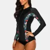 Roupas de mergulho seca teatmleaks feminino com zíper de manga longa Rashguard maiô floral estampa floral panwearwear sweewing top hrot guarda -precipitação camisetas upf50 j230505