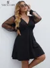 Plus size Dresses SHESTARR Size Party Dress Deep V Neck Sexy Long Sleeve Fashion Basic Solid Birthday Prom Ladies Clothing Women's 230504