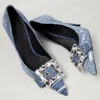 chaussures à talons hauts en denim de mode Escarpins Décoration ornée de cristal pour 105mm Designers de luxe Chaussures habillées Soirée Chaussures de soirée Chaussures d'usine pour femmes
